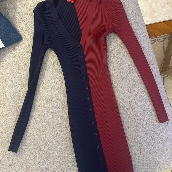 STAUD Red and Blue Long Sleeve Dress - Picture 4 of 4